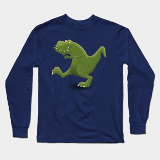 Funny tyrannosaurus rex dinosaur cartoon illustration Long Sleeve T-Shirt